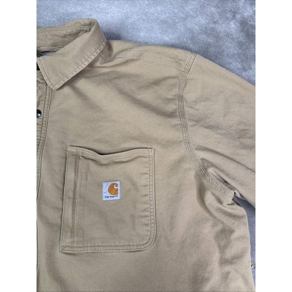 Carhartt Fleece Lined Shirt Jacket Snap Front Men's Size 3XL Tan - Picture 2 of 13